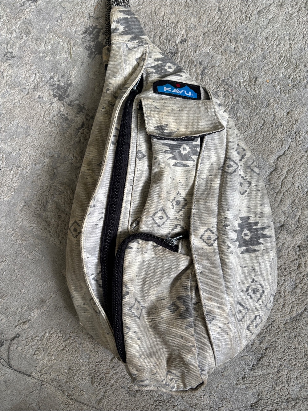 Kavu Beige and Gray Aztec Sling Pack